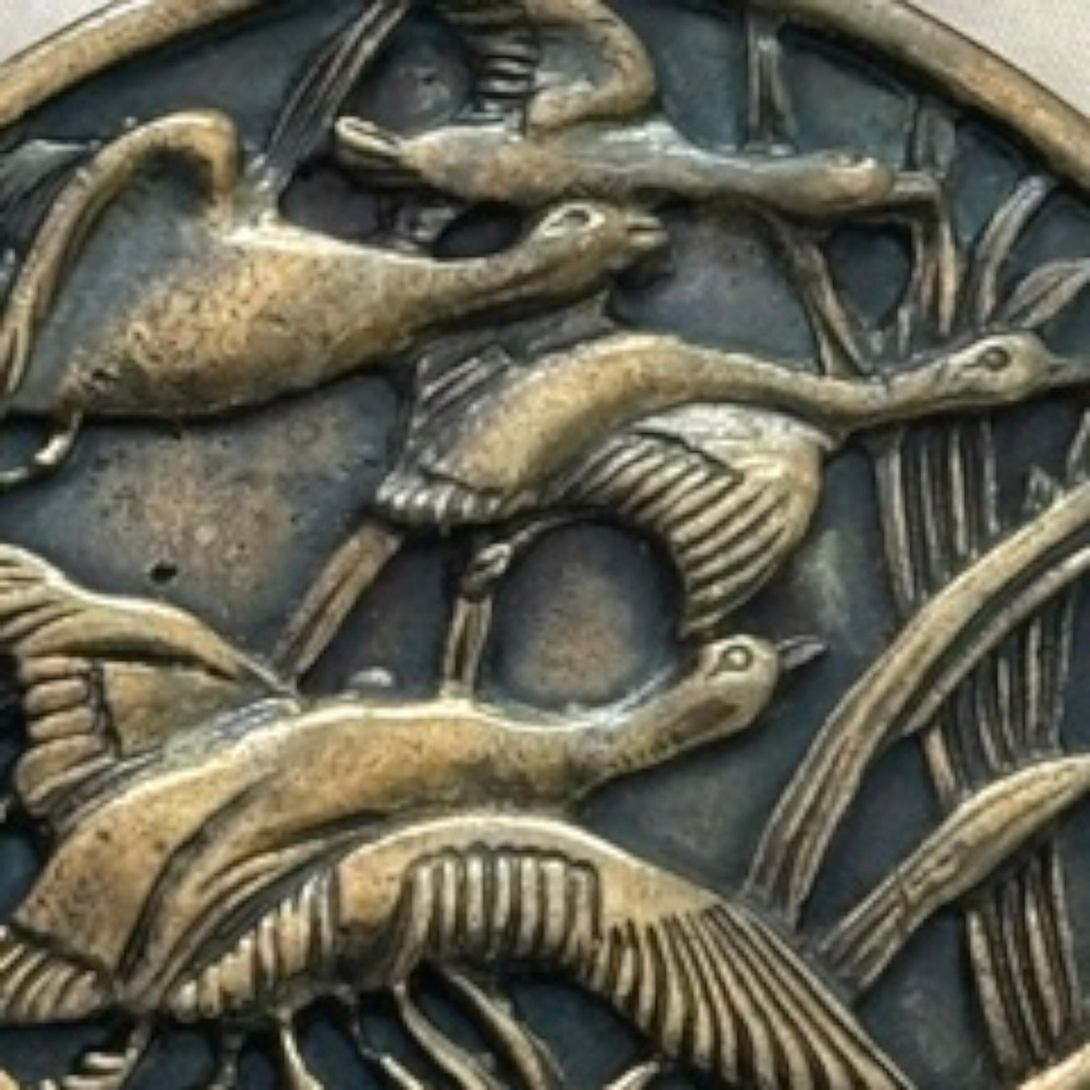 Wyoming Studio Art Works Brass Flying Geese Belt Buckle Vintage Wildlife N-1 - Picture 2 of 7